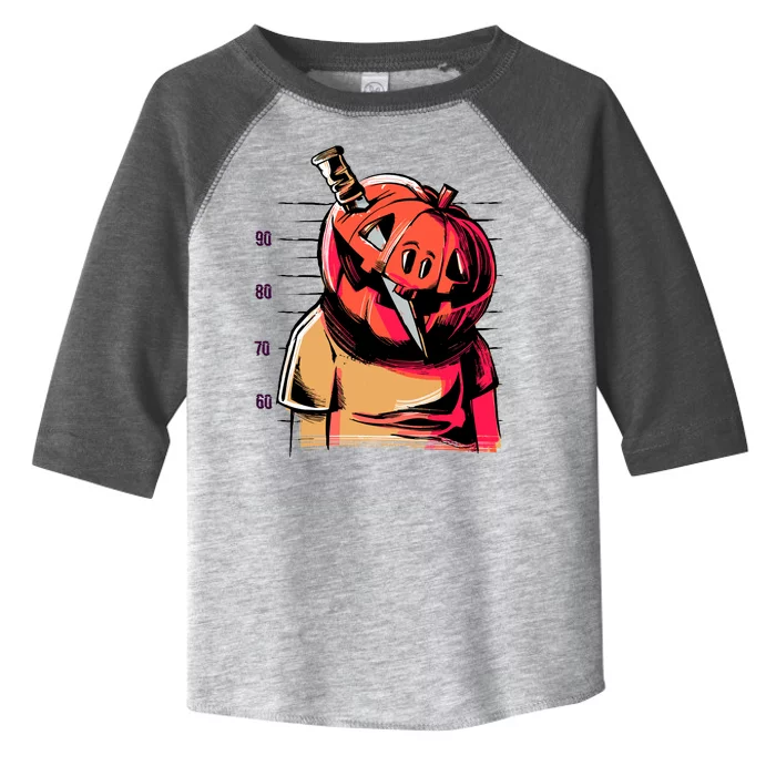 Halloween Pumpkin Head Knife Mug Shot Toddler Fine Jersey T-Shirt