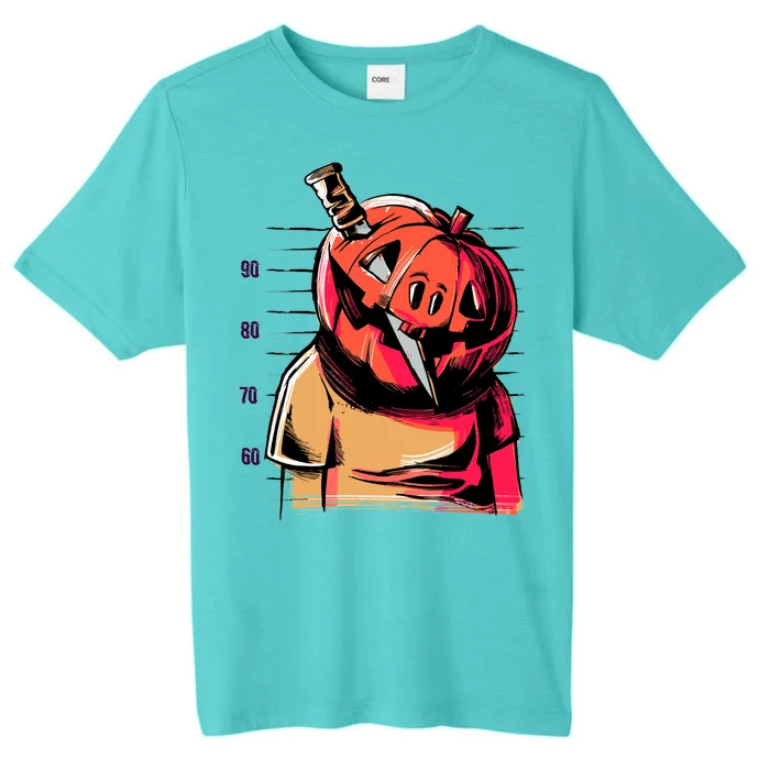 Halloween Pumpkin Head Knife Mug Shot ChromaSoft Performance T-Shirt