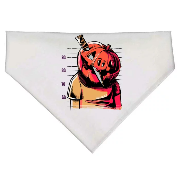 Halloween Pumpkin Head Knife Mug Shot USA-Made Doggie Bandana