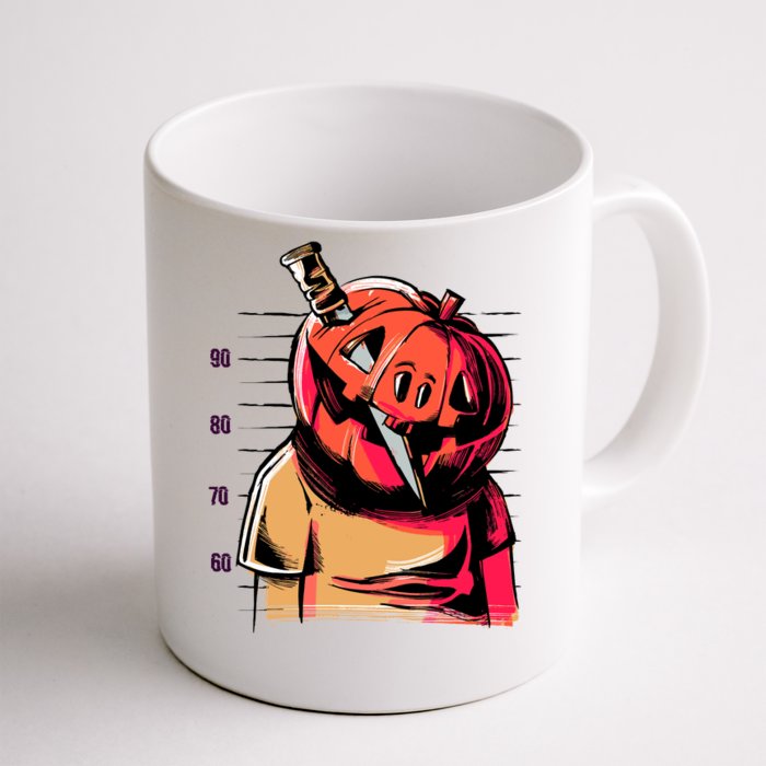 Halloween Pumpkin Head Knife Mug Shot Front & Back Coffee Mug