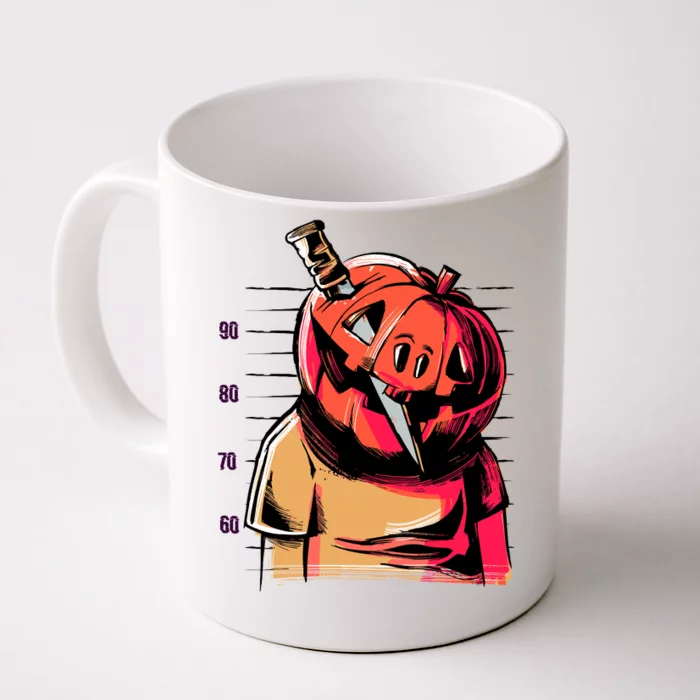 Halloween Pumpkin Head Knife Mug Shot Front & Back Coffee Mug