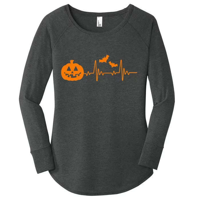 Halloween Pumpkin Heartbeat Pulse Women's Perfect Tri Tunic Long Sleeve Shirt