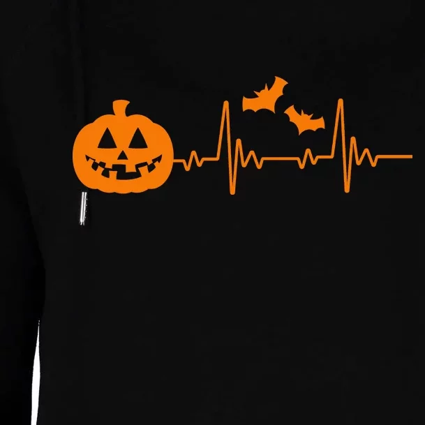 Halloween Pumpkin Heartbeat Pulse Womens Funnel Neck Pullover Hood