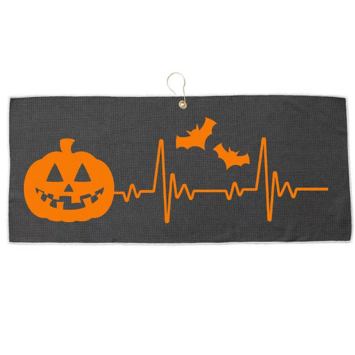 Halloween Pumpkin Heartbeat Pulse Large Microfiber Waffle Golf Towel