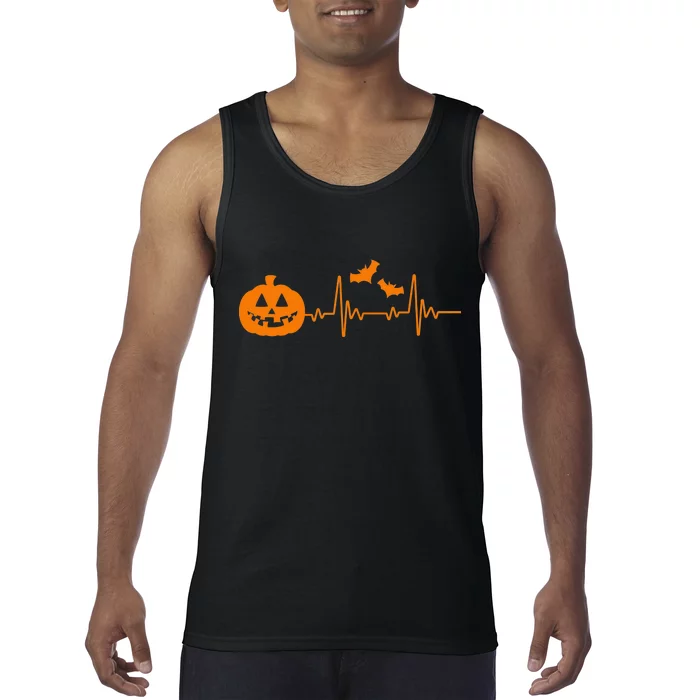 Halloween Pumpkin Heartbeat Pulse Tank Top