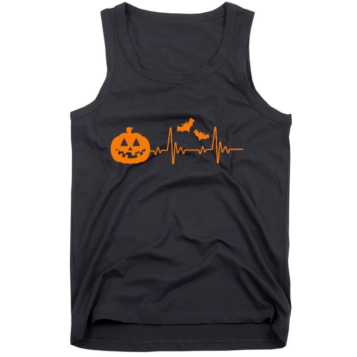 Halloween Pumpkin Heartbeat Pulse Tank Top