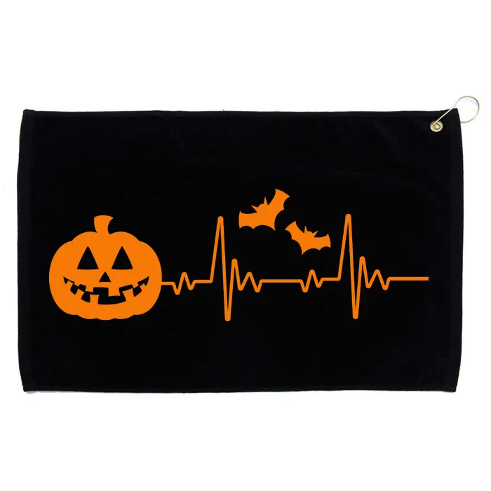 Halloween Pumpkin Heartbeat Pulse Grommeted Golf Towel