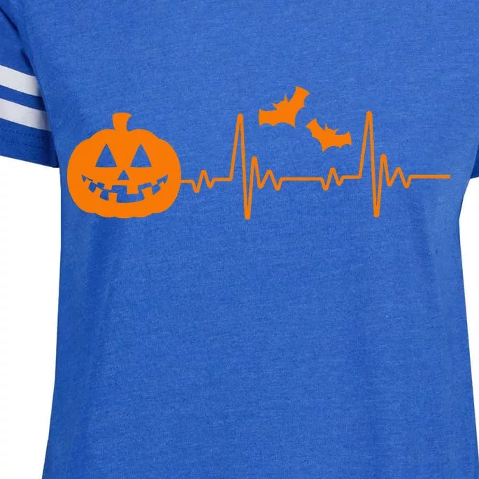 Halloween Pumpkin Heartbeat Pulse Enza Ladies Jersey Football T-Shirt