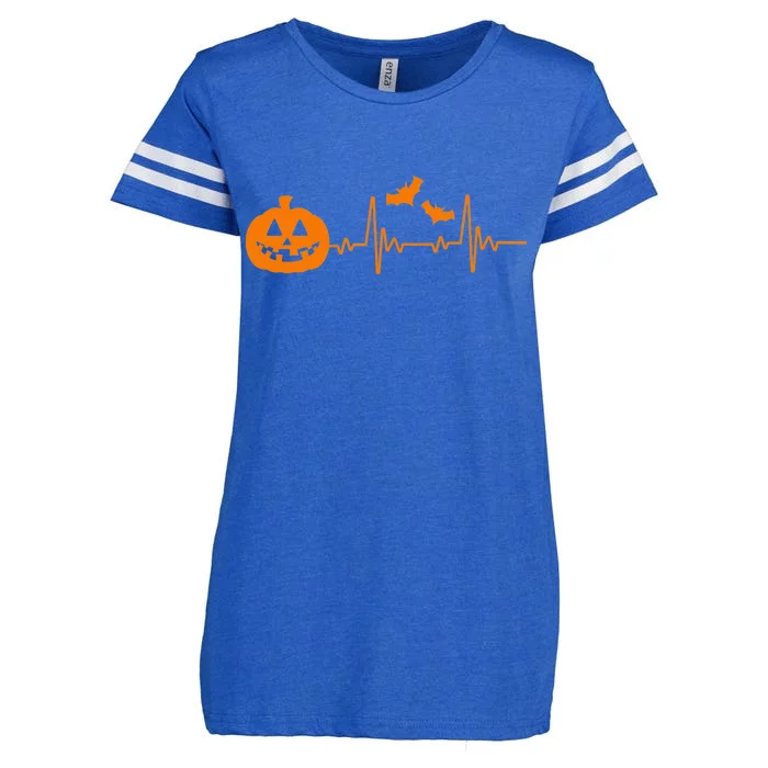 Halloween Pumpkin Heartbeat Pulse Enza Ladies Jersey Football T-Shirt