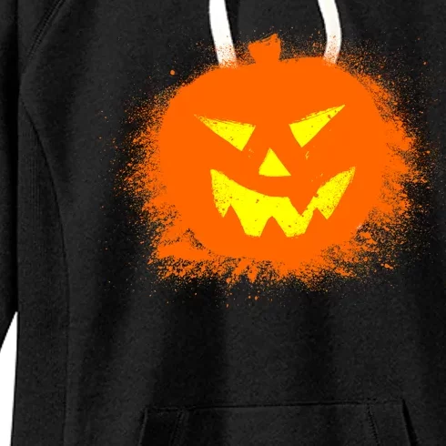 Halloween Pumpkin Jack O Lantern Splatter Women's Fleece Hoodie