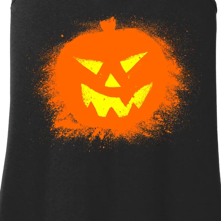 Halloween Pumpkin Jack O Lantern Splatter Ladies Essential Tank