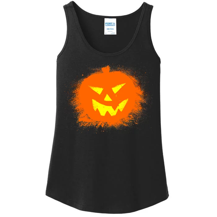 Halloween Pumpkin Jack O Lantern Splatter Ladies Essential Tank