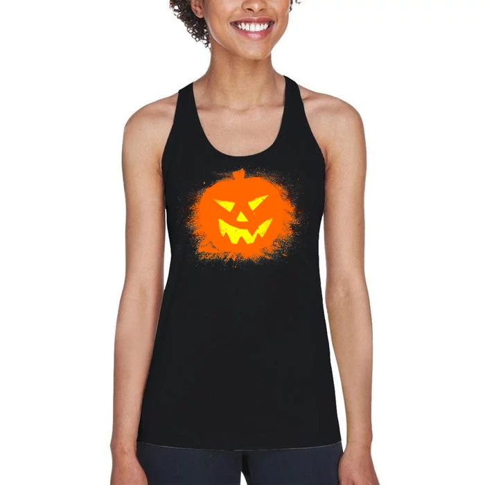 Halloween Pumpkin Jack O Lantern Splatter Women's Racerback Tank