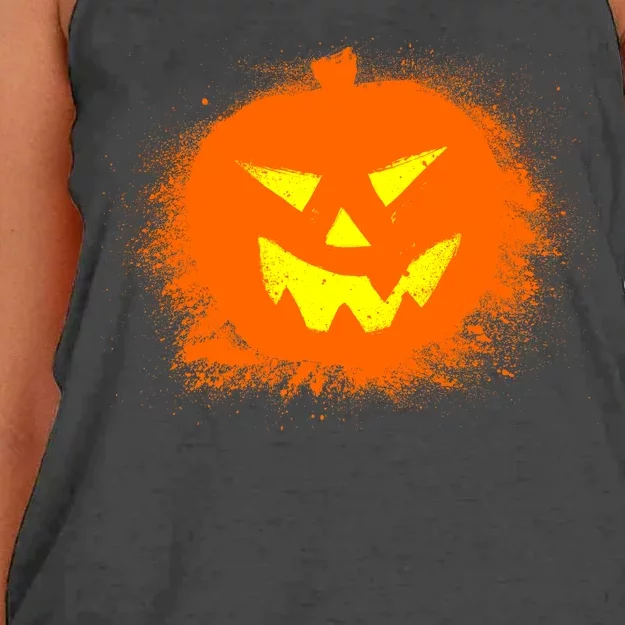 Halloween Pumpkin Jack O Lantern Splatter Women's Knotted Racerback Tank