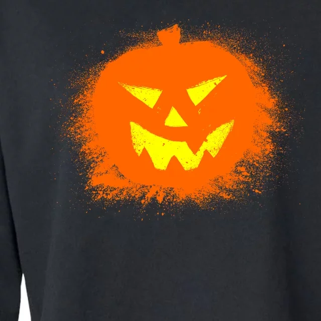 Halloween Pumpkin Jack O Lantern Splatter Cropped Pullover Crew