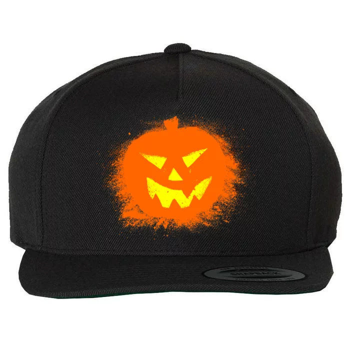 Halloween Pumpkin Jack O Lantern Splatter Wool Snapback Cap