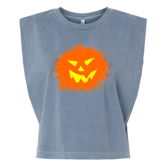 Halloween Pumpkin Jack O Lantern Splatter Garment-Dyed Women's Muscle Tee