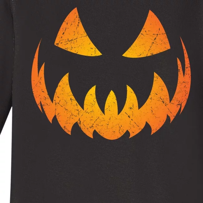 Halloween Pumpkin Jack O'Lantern Face Baby Long Sleeve Bodysuit