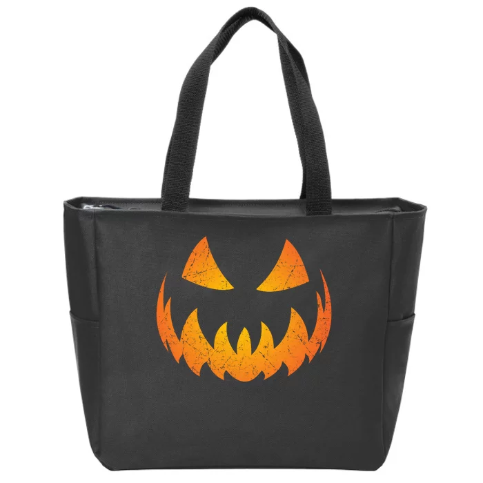 Halloween Pumpkin Jack O'Lantern Face Zip Tote Bag