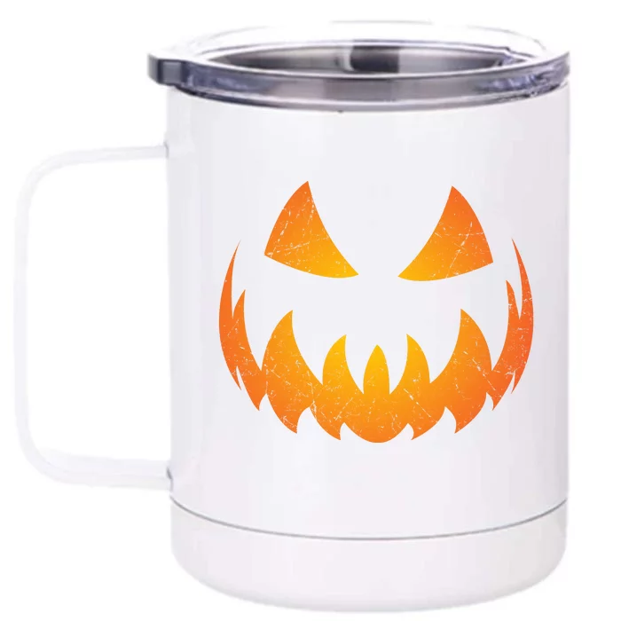 Halloween Pumpkin Jack O'Lantern Face Front & Back 12oz Stainless Steel Tumbler Cup