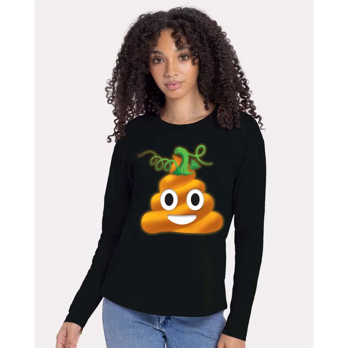 Halloween Pumpkin Poop Emoji Womens Cotton Relaxed Long Sleeve T-Shirt