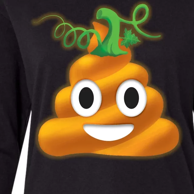 Halloween Pumpkin Poop Emoji Womens Cotton Relaxed Long Sleeve T-Shirt