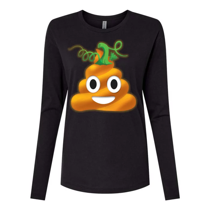 Halloween Pumpkin Poop Emoji Womens Cotton Relaxed Long Sleeve T-Shirt