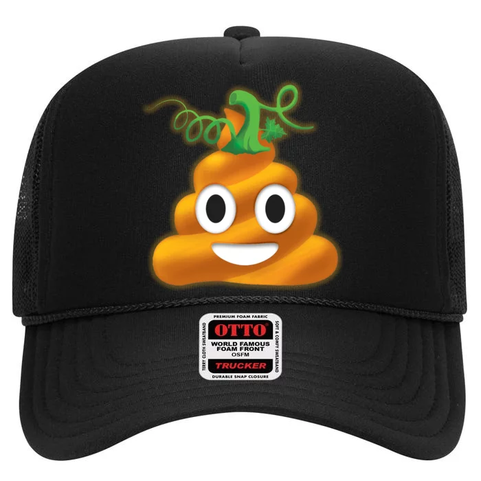 Halloween Pumpkin Poop Emoji High Crown Mesh Trucker Hat