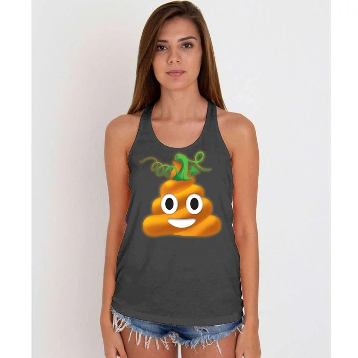 Halloween Pumpkin Poop Emoji Women's Knotted Racerback Tank