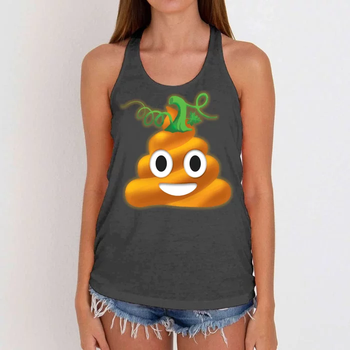 Halloween Pumpkin Poop Emoji Women's Knotted Racerback Tank