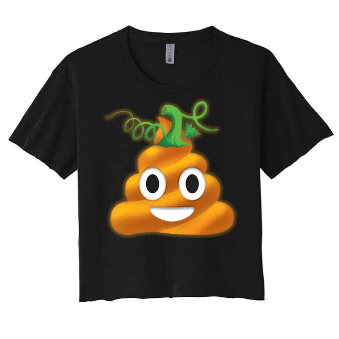 Halloween Pumpkin Poop Emoji Women's Crop Top Tee