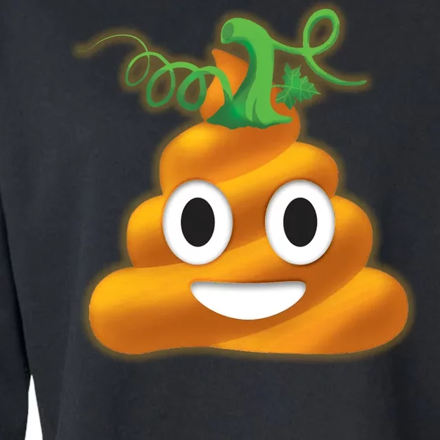 Halloween Pumpkin Poop Emoji Cropped Pullover Crew