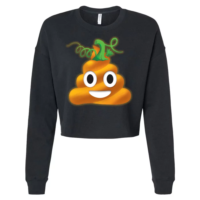 Halloween Pumpkin Poop Emoji Cropped Pullover Crew