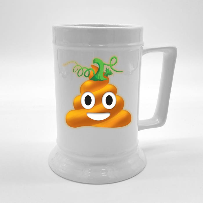 Halloween Pumpkin Poop Emoji Front & Back Beer Stein