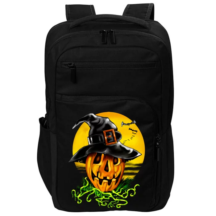 Halloween Pumpkin Wearing Witch Hat Impact Tech Backpack