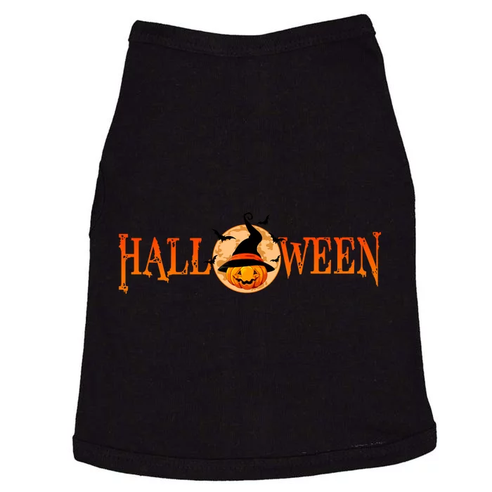 Halloween Pumpkin Witch Logo Doggie Tank