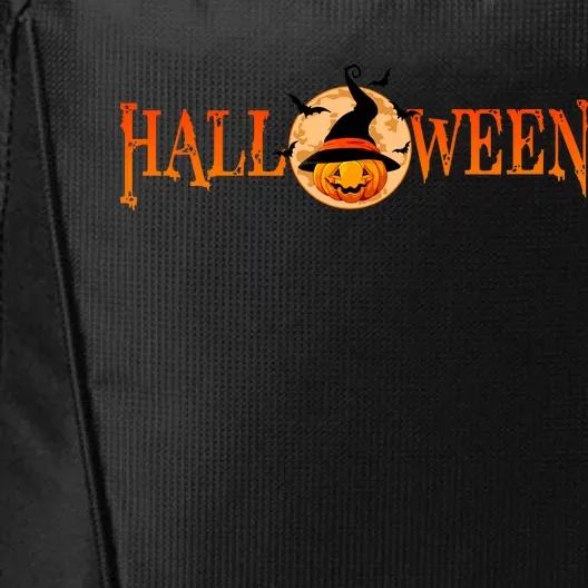 Halloween Pumpkin Witch Logo City Backpack