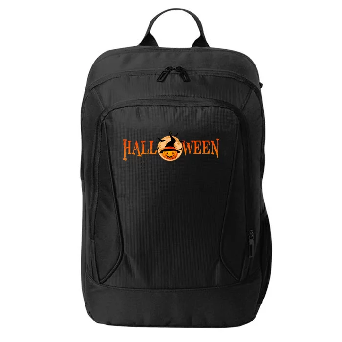 Halloween Pumpkin Witch Logo City Backpack