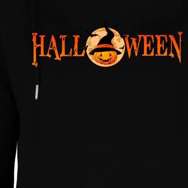 Halloween Pumpkin Witch Logo Womens Funnel Neck Pullover Hood