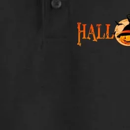 Halloween Pumpkin Witch Logo Dry Zone Grid Performance Polo