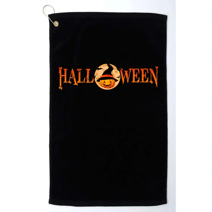 Halloween Pumpkin Witch Logo Platinum Collection Golf Towel