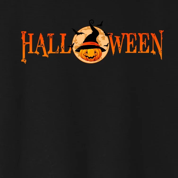 Halloween Pumpkin Witch Logo Women's Crop Top Tee