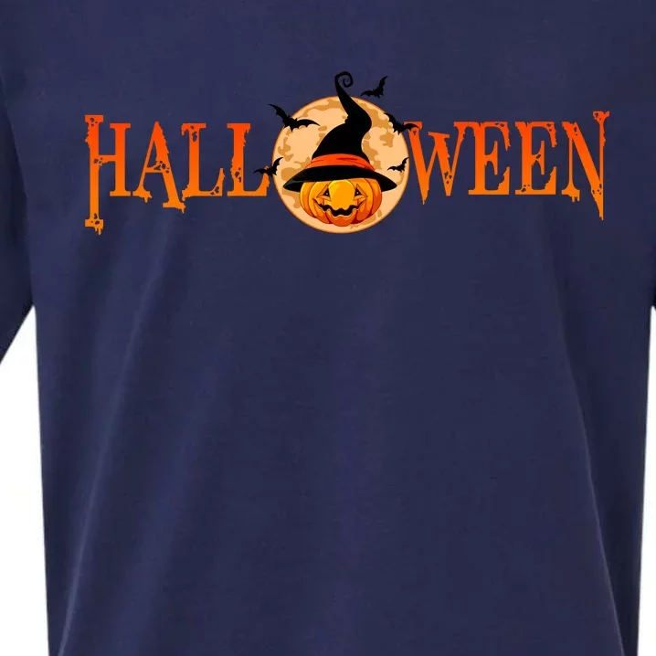 Halloween Pumpkin Witch Logo Sueded Cloud Jersey T-Shirt