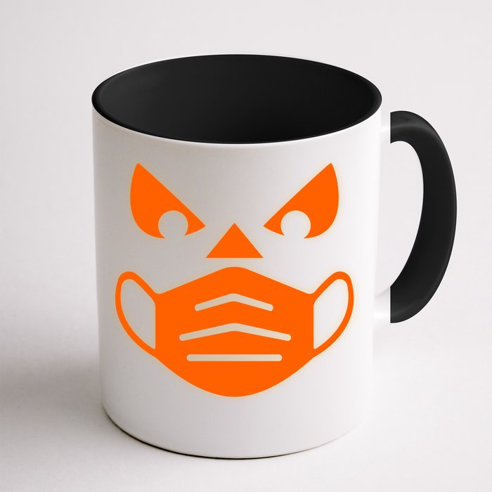 Halloween Quarantine Cut Out Jack O'Lantern Wearing Mask Front & Back Coffee Mug