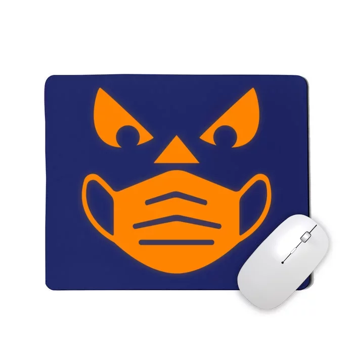 Halloween Quarantine Cut Out Jack O'Lantern Wearing Mask Mousepad