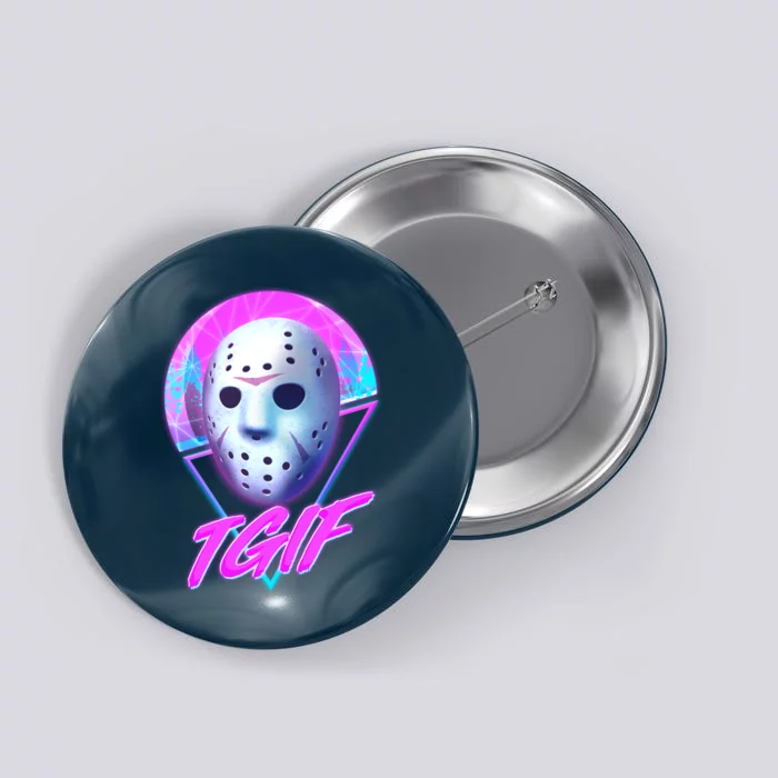 Halloween Retro 80's TGIF Jason Mask Button