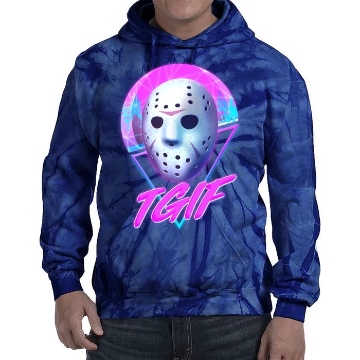 Halloween Retro 80's TGIF Jason Mask Tie Dye Hoodie