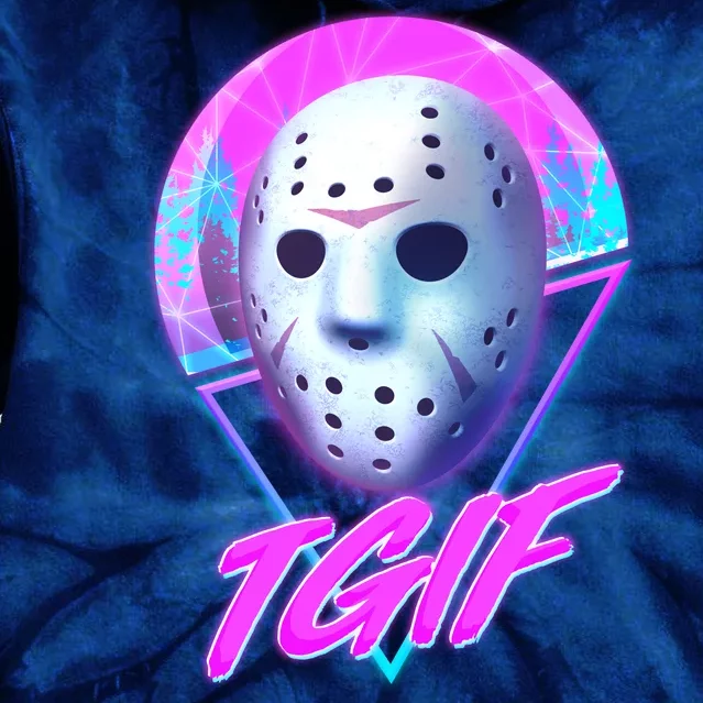 Halloween Retro 80's TGIF Jason Mask Tie Dye Hoodie