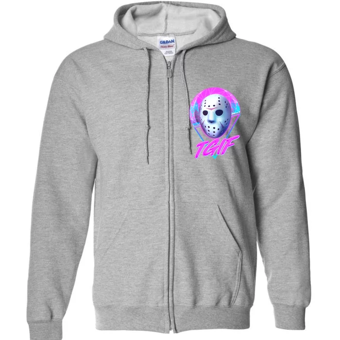 Halloween Retro 80's TGIF Jason Mask Full Zip Hoodie