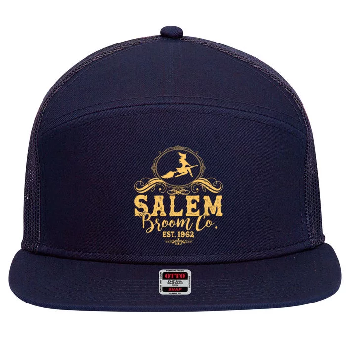 Halloween Salem Broom Co Est 1962 7 Panel Mesh Trucker Snapback Hat